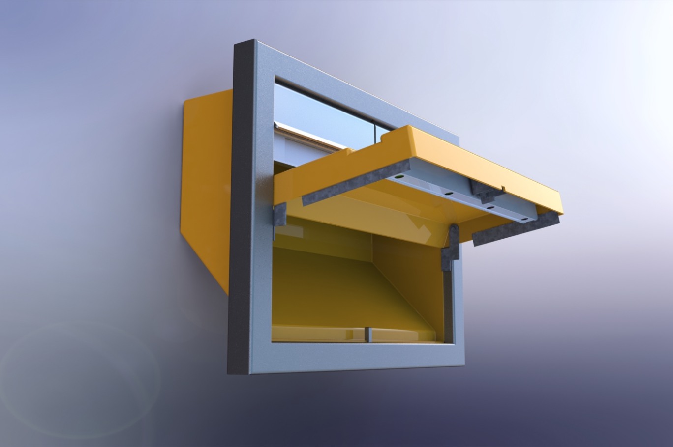 Otvorená schránka s namontovaným senzorom